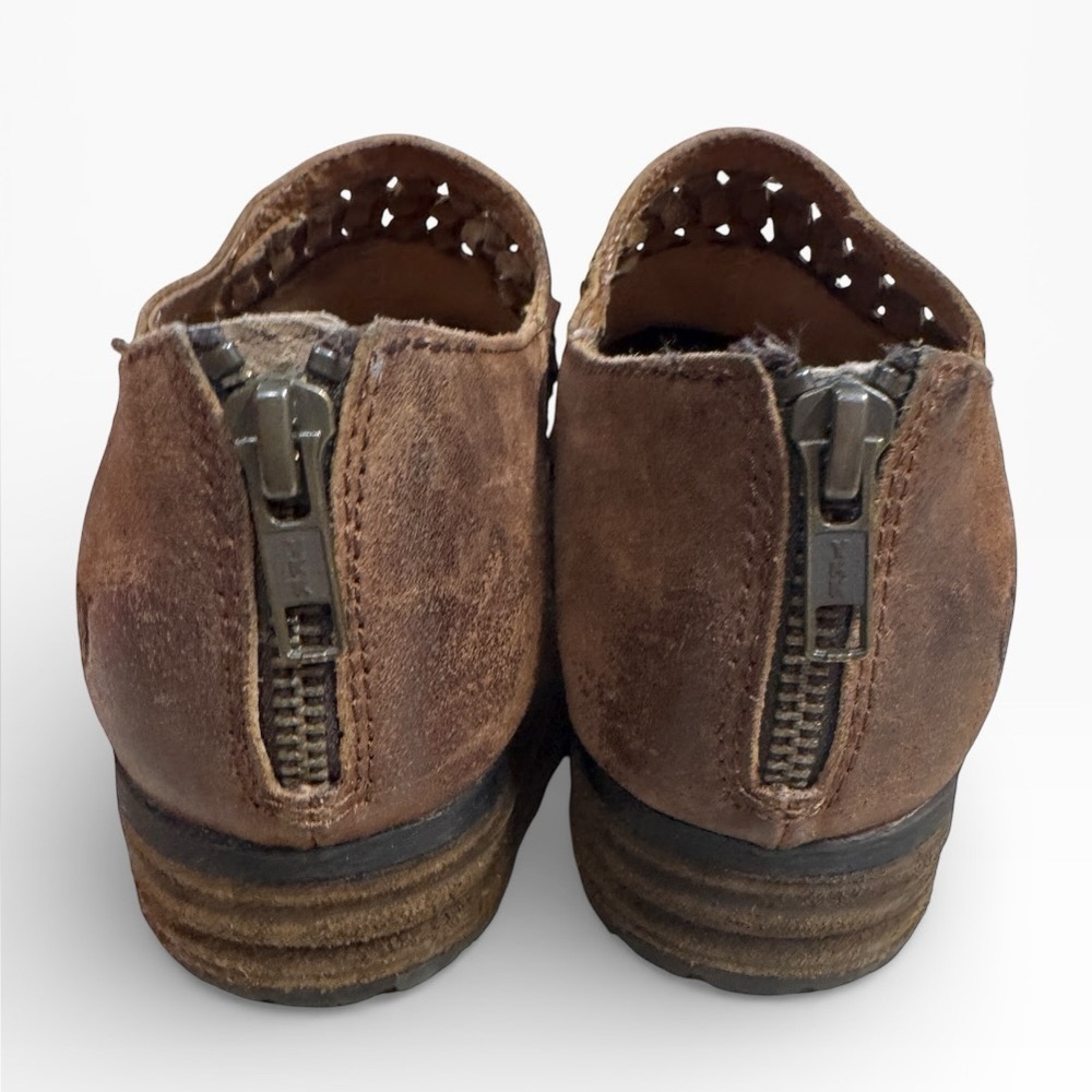Born Katharina Distressed Brown Leather Ankle Booties Braided Detail Size US 8 - Picture 4 of 8